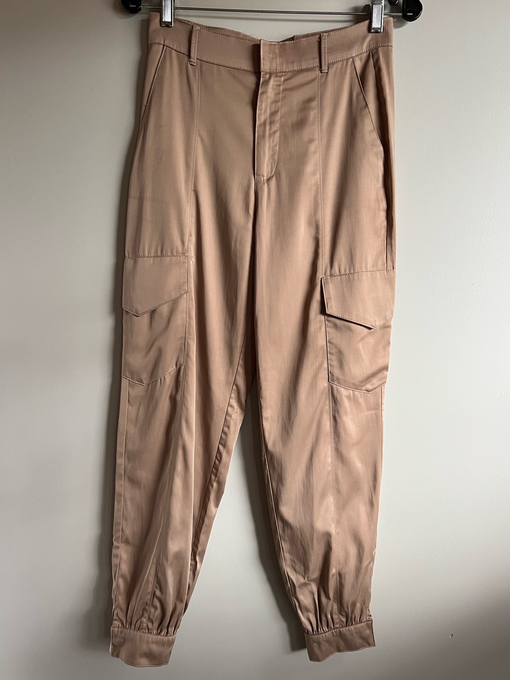 5/$20 Zara Beige Cargo Jogger Pants High Waist Utility Slim Fit Neutral XS